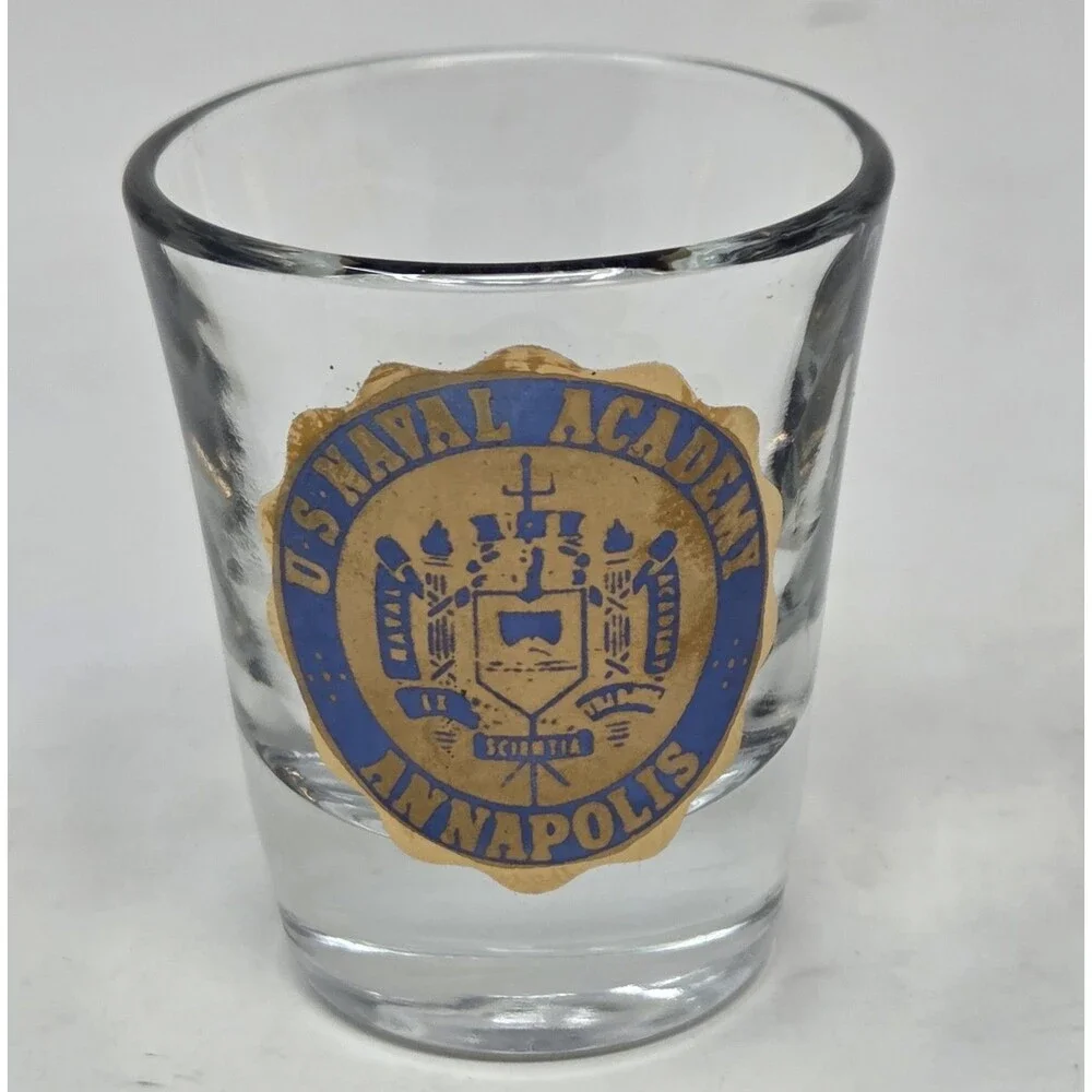 Vintage US Naval Academy Annapolis Shot Glass USNA Souvenir Military Collectible